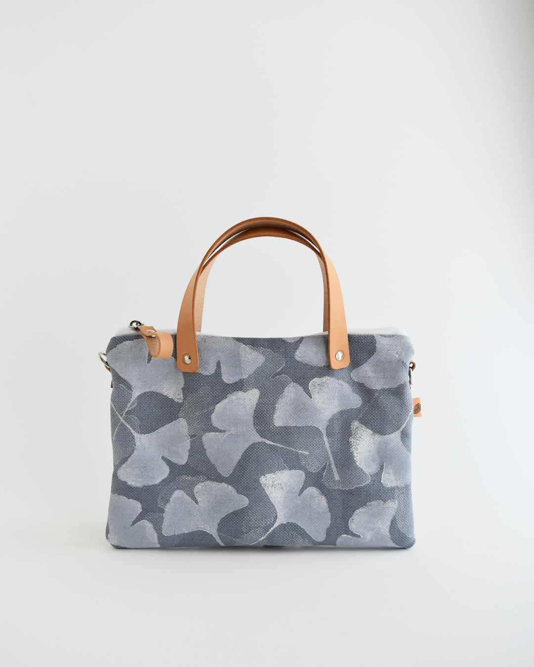 Pochette grande CHENZIA con manici - ceruleo stampa gingko