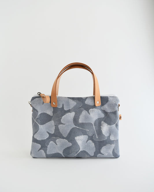 Pochette grande CHENZIA con manici - ceruleo stampa gingko