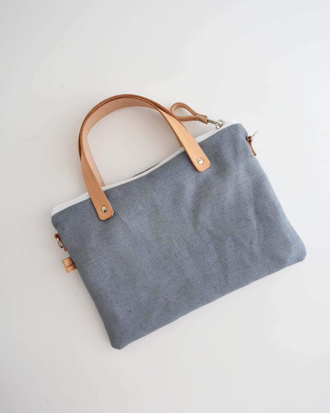 Pochette grande CHENZIA con manici - ceruleo stampa gingko