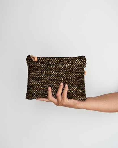 Pochette grande CHENZIA - nero marrone giallo melange essenziale