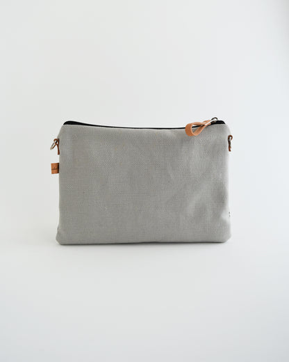 Pochette grande CHENZIA - grigio chiaro stampa felce