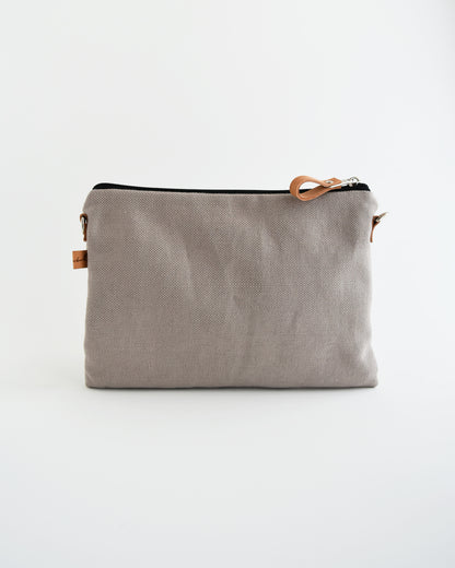 Pochette grande CHENZIA - grigio perla stampa germogli