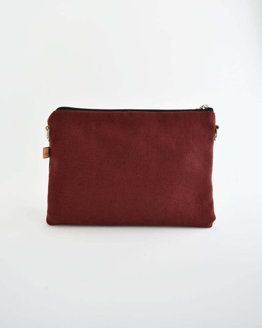Pochette grande CHENZIA - terra rossa stampa foliage
