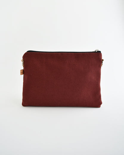 Pochette grande CHENZIA - terra rossa stampa foliage
