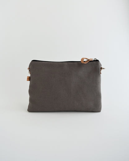 Pochette grande CHENZIA - tortora stampa felce