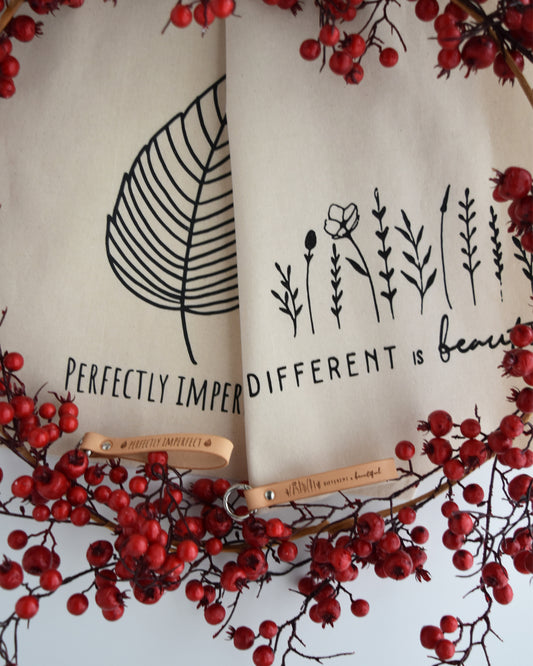 Set regalo totebag in cotone + portachiavi in pelle