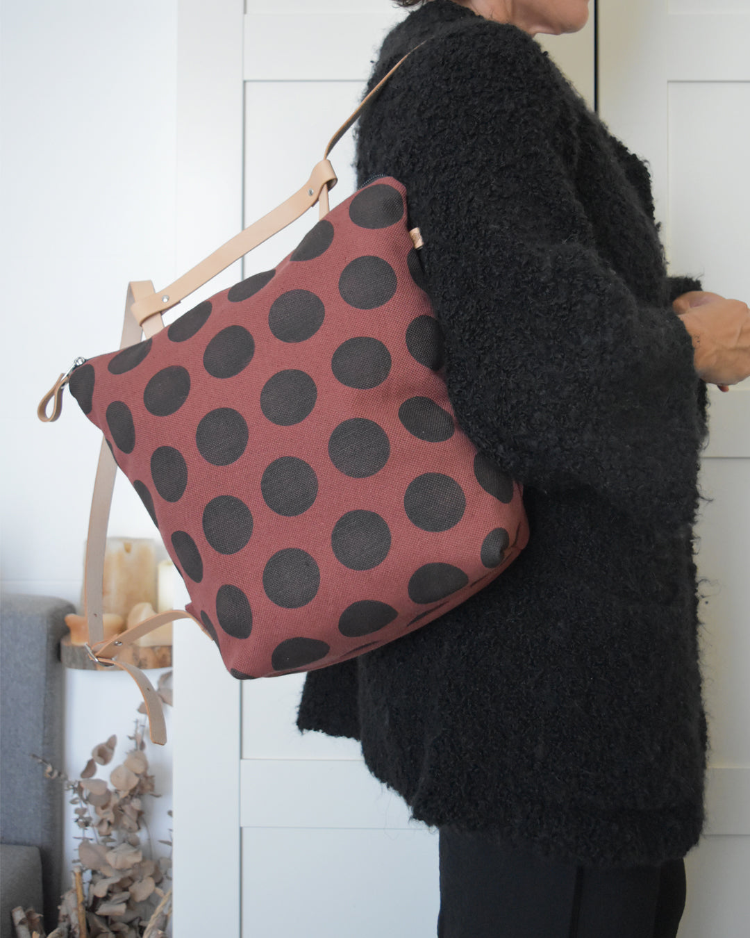 Zaino borsa CACTUS tè nero pois